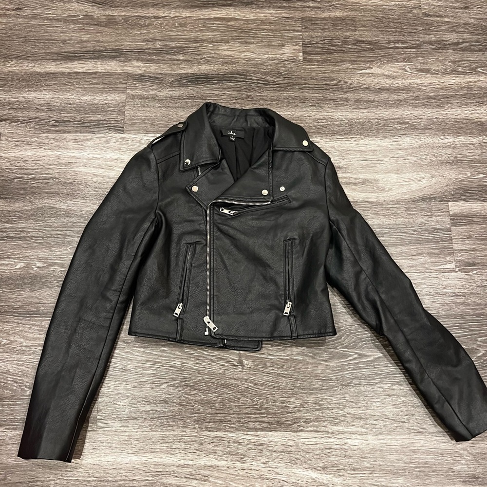 Lulu's Cropped Black Leather Jacket